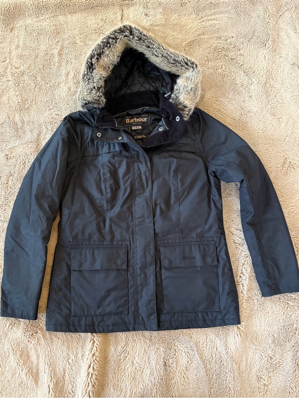 Barbour Boys black winter jacket, boys 8